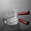 High Borosilicate Glass Milk Pot with Red Sandalwood Handle, 650ml