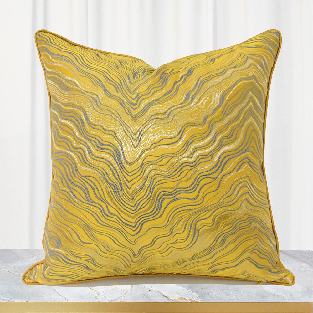 Yellow Wave Pattern Throw Pillow Cover - Modern Luxury for Sofa or Bed