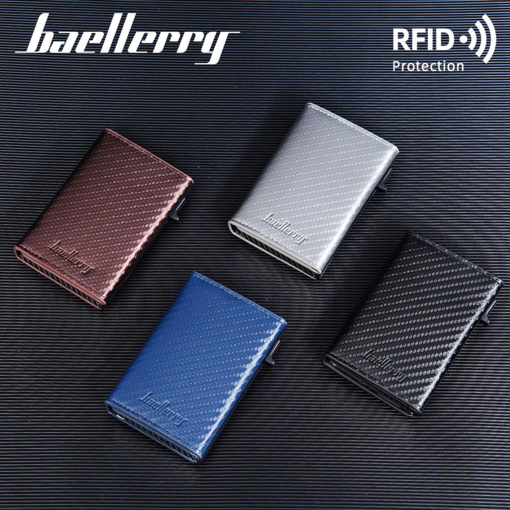 New Men's Card Bag RFID Automatic Pop-up Zipper Carbon Fiber Magnetic Card Clip Men