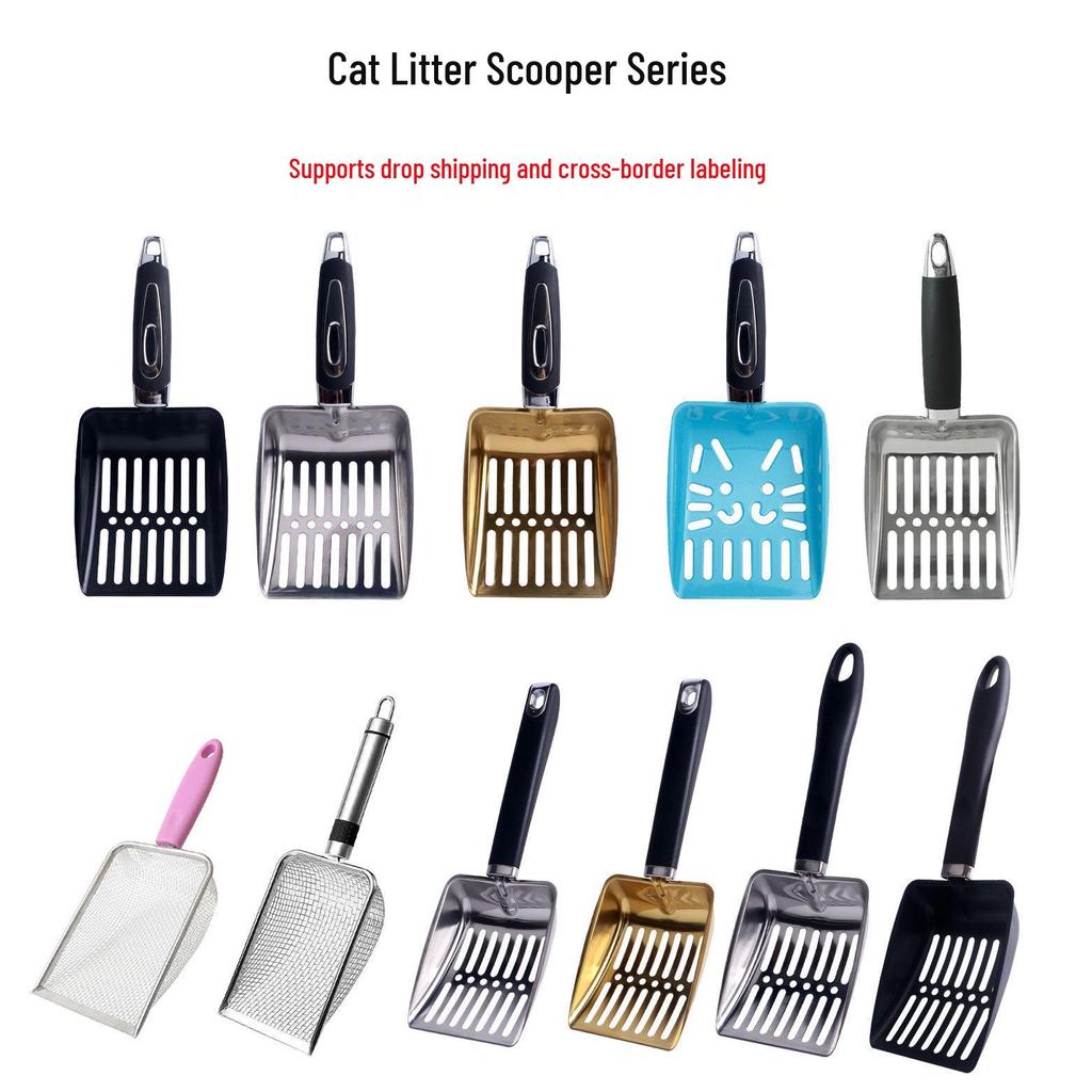 Large Stainless Steel Fine-Hole Cat Litter Scoop & Reptile Poop Shovel