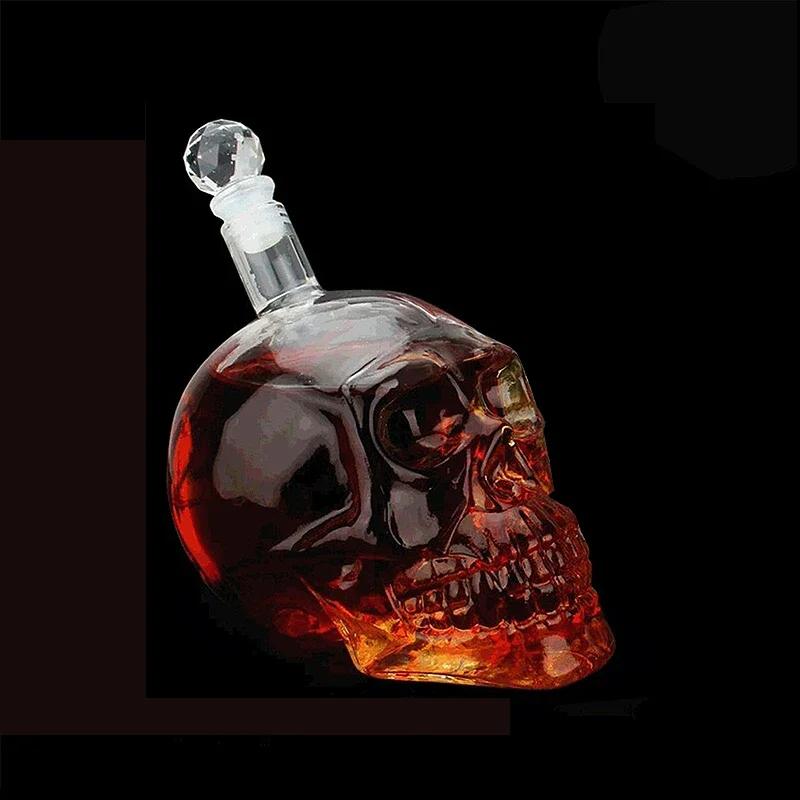 350/550/1000ML High-end Creative Skull Glass Whisky Vodka Wine Crystal Bottle Spirits Cups Transparent Drinking Cups Bar Home