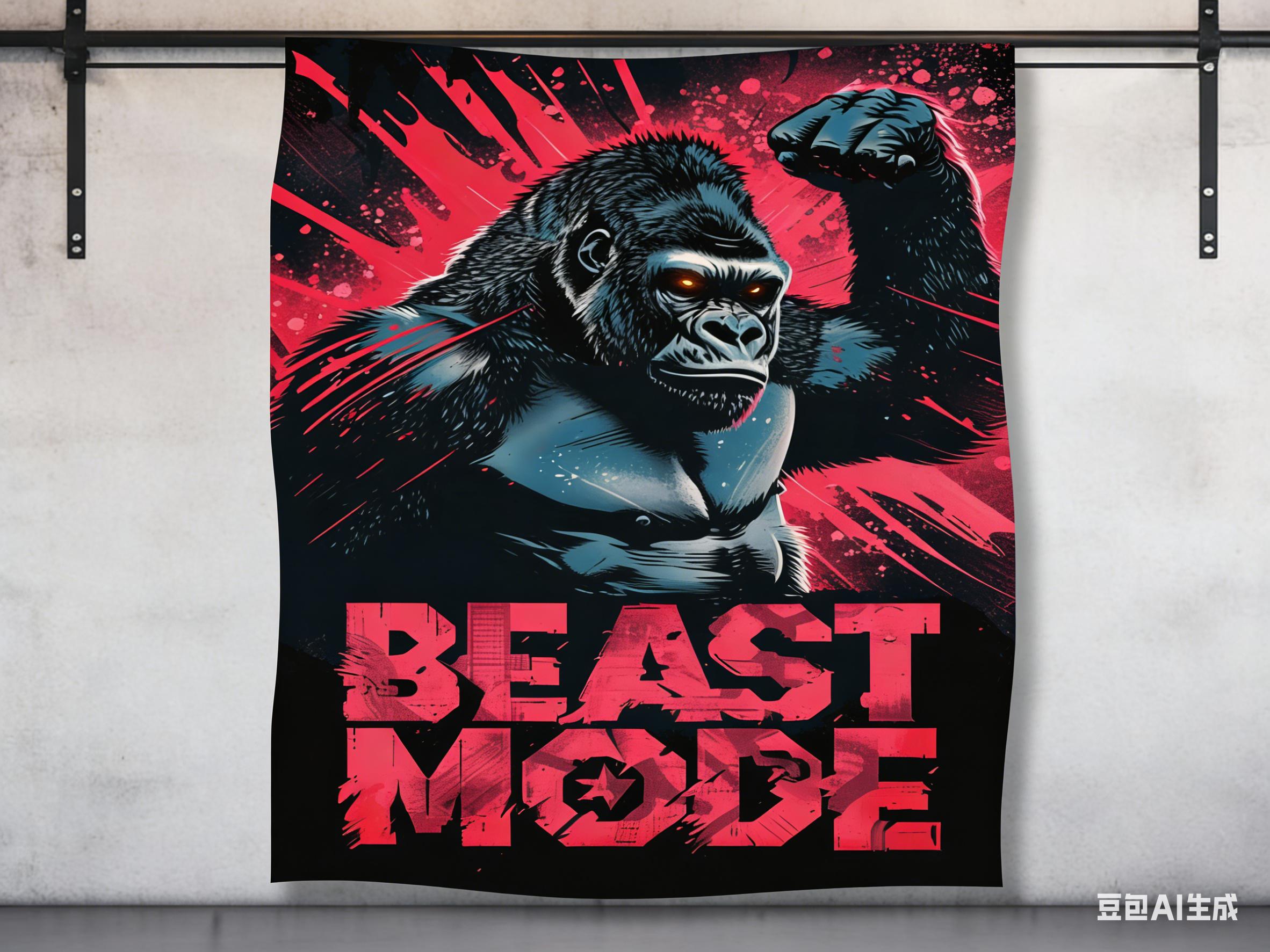 Beast Mode Gorilla Tapestry  Motivational Gym Wall Hanging for Bedroom Home Gym Living Room Edgy Aesthetic Decor Gift for Fitne 74x94cm(29x37in)