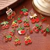 New Sweet Red Cherry Enamel Stainless Steel DIY Fruit Bracelet Necklace Pendant