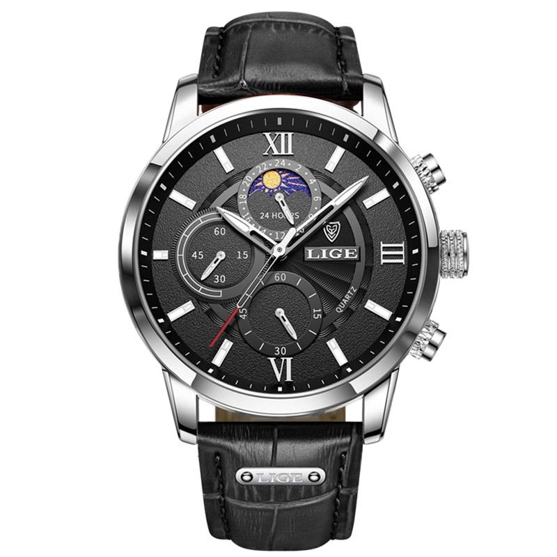 New Mens Watches Top Brand Luxury Brown Leather Casual Quartz Watch Men Sport Waterproof Clock Watch Relogio Masculino