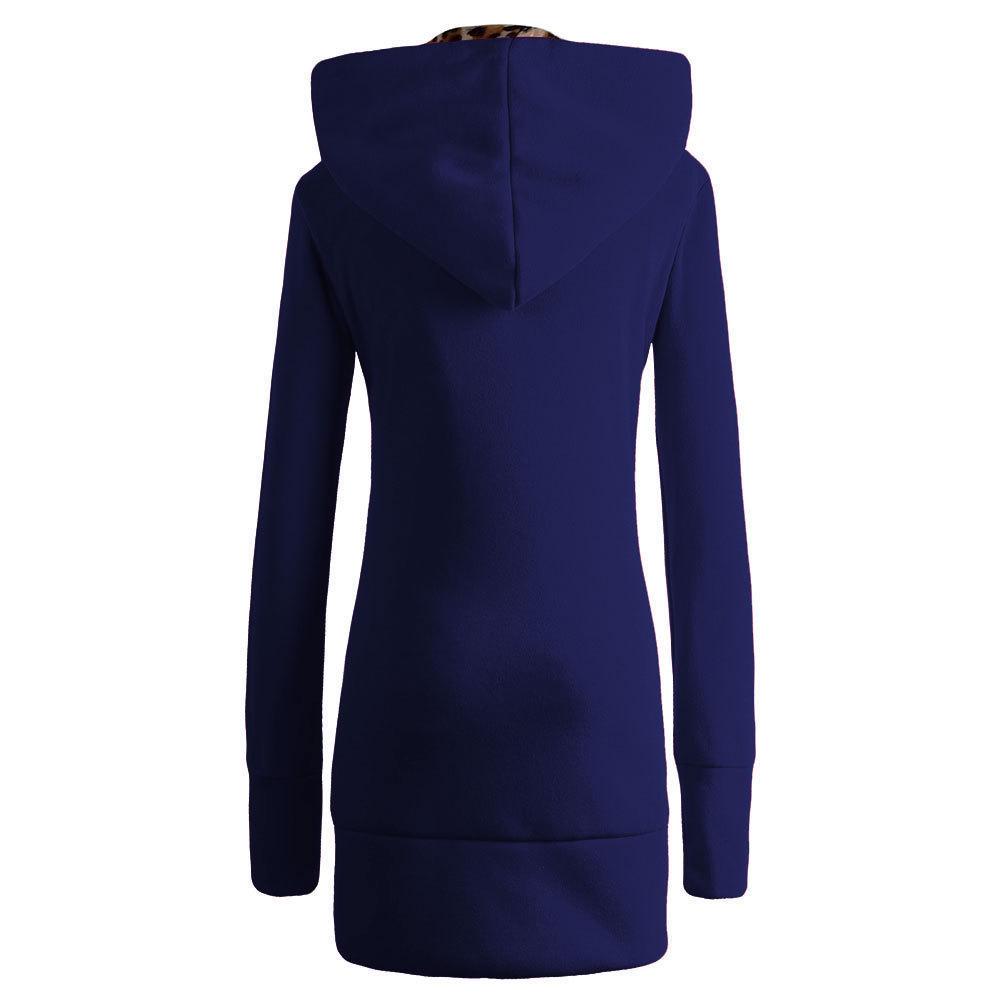 European American Plus Size Leopard Print Fleece-Lined Hooded Sweatshirt for Women, Winter Outerwear, Style 9101