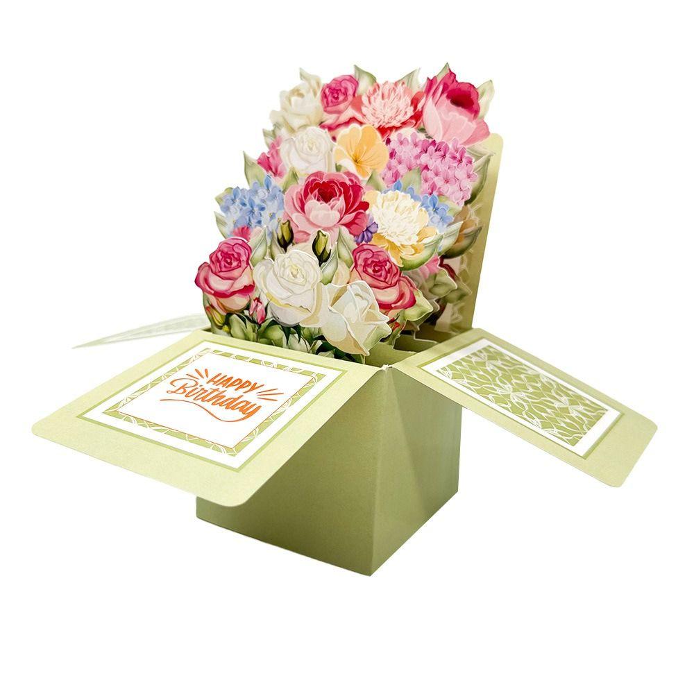 Creative paper 3D Pops-up Bouquet Floral Box Bouquet Flower Greeting Card Folding Postcard Birthday Wedding