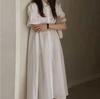 Summer French Polo Collar Bubble Sleeve Skirt Shirt Loose Short Sleeve Dress
