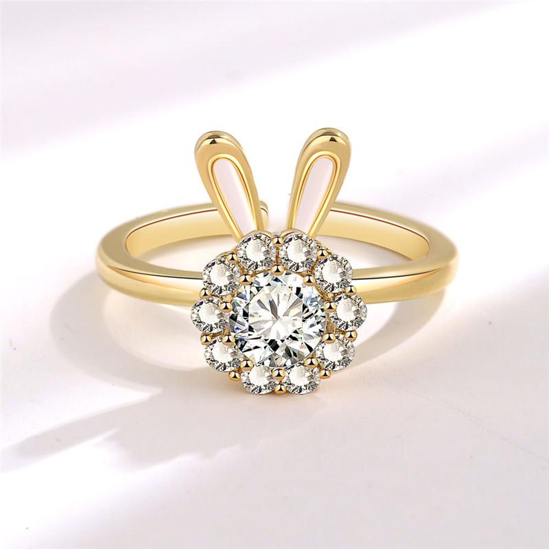 Fashion Beads Anxiety Ring Fidget Spinner Rings Korea Crystal Butterfly Flower Star Moon Ring Anti Stress Jewelry Gift
