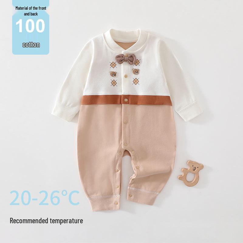 Split Bear Newborn Autumn Long Sleeve Bodysuit Romper Pajamas
