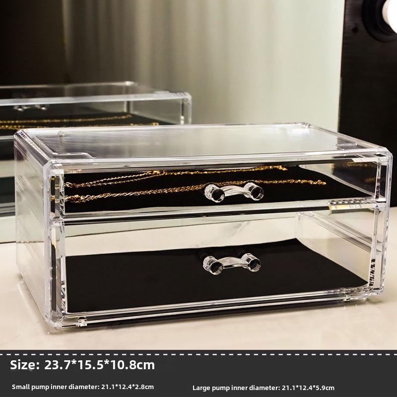 Clear Acrylic Jewelry and Skincare Organizer - Dustproof, Extra Large Storage with Drawers