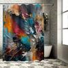 Abstract Bathroom Shower Curtain Modern Art Print, Blue White Red Yellow Black Orange Grey Waterproof Fabric for Bathtub Decor