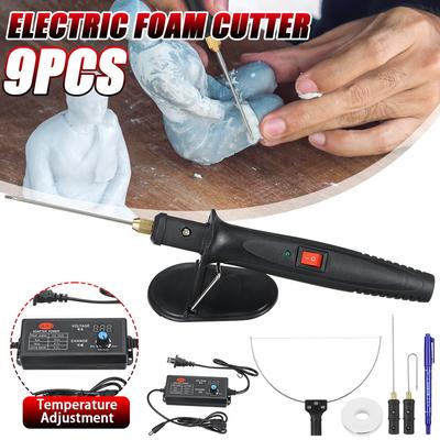 Caneta de Corte Elétrica Cortador de Isopor com Adaptador Fio de Aquecimento Quente Artesanato DIY Feito à Mão 9 Peças Cortador de Espuma Máquina de Corte