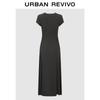 UR2026 Women's U-Neck Pleated Strap Dress
