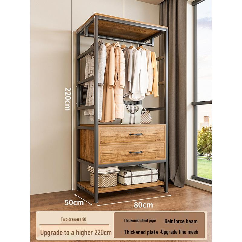 Metal Walk-In Wardrobe: Floor-Standing Clothes Rack, Open Garment and Hat Rack, Bedroom Shelf Assembly