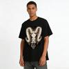 Vintage Curved Horn Ram Skull Print Trendy Casual Crewneck T-Shirt Pure cotton T-shirt