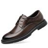 High-End Fashionable Men's Lace Up Dress Shoes Cow Leather Top Layer Rubber Outsole Young Business Suit Shoes For Men