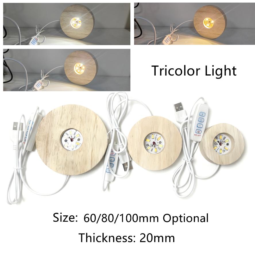 USB Switch Desktop Decorative Lights Dimmable Wooden Colorful Gradient Remote Control Light Base Display Light Support Ornament