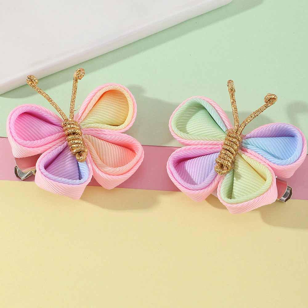 Trendy Handmade Gradient Rainbow Bow Hair Clips for Children