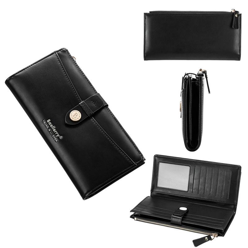 

Baellerry Fashion Design Long Wallets for Women Ladies Hasp Zipper Coin Purse Artificial Leather Money Pack Bags 19.5*10*2.5cm чёрный