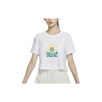 Besticktes Buchstabenmuster Floral Bequemes Rundhals Sport-T-Shirt Damen Tops Weiß FV4231-100