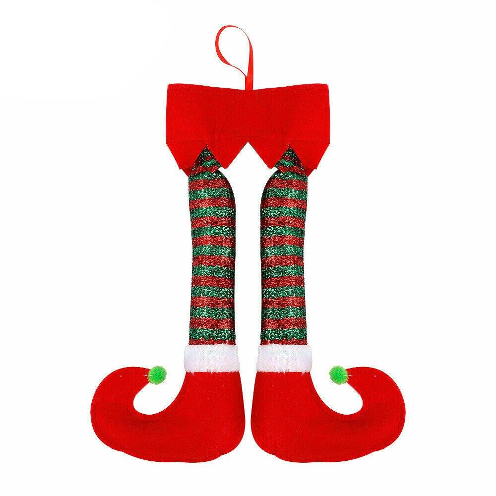 

Украшение рождественской елки, плюшевые ножки Санта-Эльфа, венок, украшения для дома, стены, двери, декор, подарки на Рождество красный