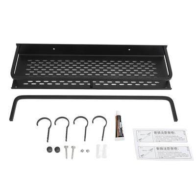 Badezimmerregale Mehrzweck Minimalismus Stil Stanzfrei Wandmontiert Duschregale mit 4 Haken und Handtuchstange