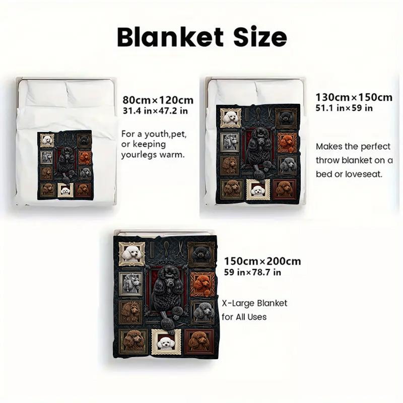 Poodle Portrait Gallery 2D Flat Pattern Flannel Blanket, High quality All Seasons, Home Decor, Warmth and Comfort, Perfect for Christmas Gifts.