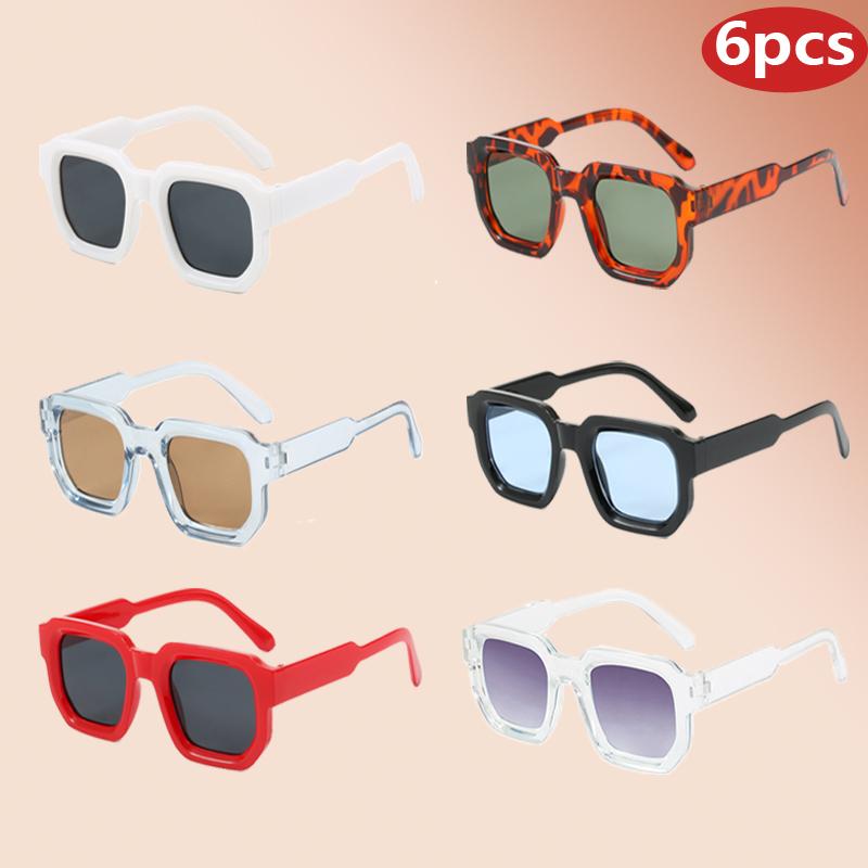 

6Pack Women Classical Small Square Sun Glasses Outdoor Sports Cycling Shades Sunglasses UV400 Colorful Lens Eyewear Unisex