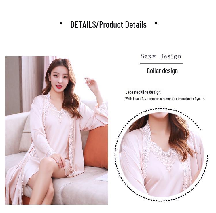 Ice Silk Sexy Camisole and Robe Set for Women