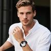 Men's Watch PU Leather Band 3 Time Zone Display Analog Display Quartz Waterproof Compass Design Large Dial Sports Watch Outdoor Easy To Read Casual