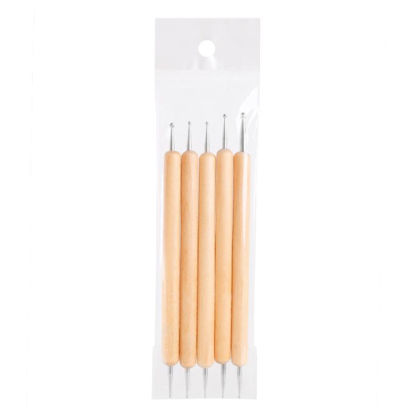 Set of 5 Double-Ended Wooden Dotting Pens for Nail Art