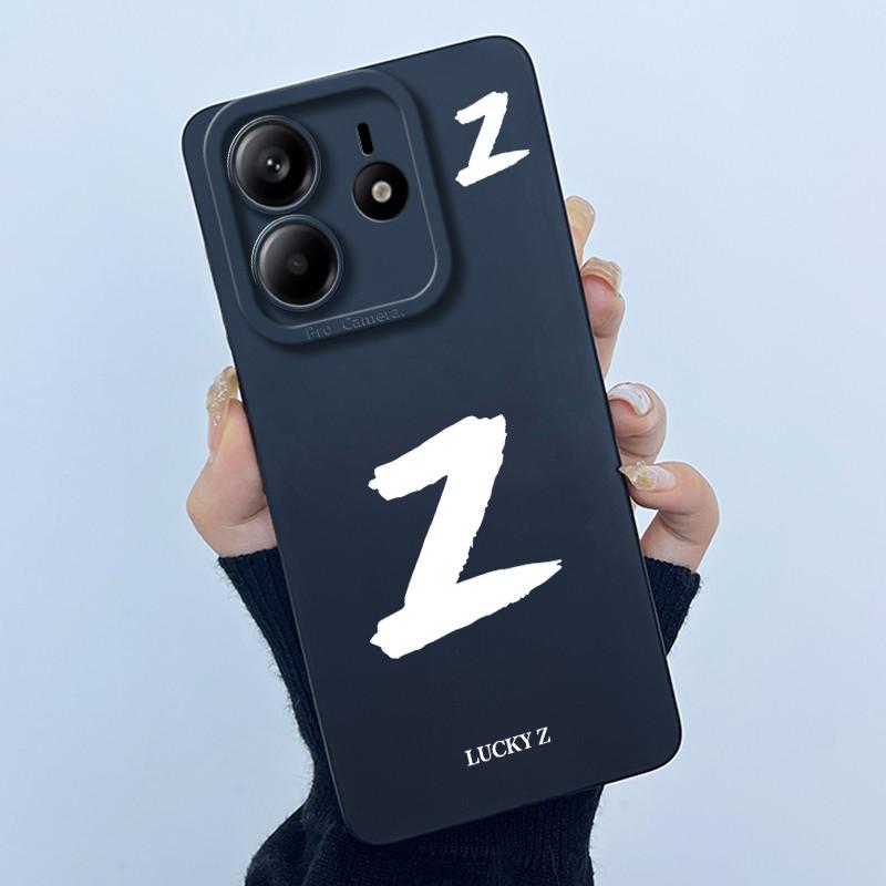 For Xiaomi Redmi Note 14 5G Cover Case Lucky Initial Letter Couple Silicone Soft Matte Phone Bumper for Redmi Note14 5G Casing