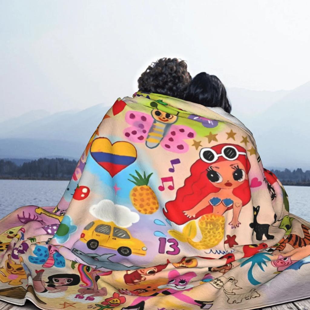 Manana Sera Bonito Karol G Flannel Blankets Vintage Throw Blanket for Home 125*100cm Bedspread