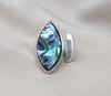 Abalone Shell Sterling Silver Ring: Adjustable Boho Statement Jewelry