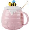 High Appearance Level for Girls Bee Ceramic Mug with Lid Spoon Household Drinking Water  Student Breakfast Milk  Oatmeal Big Belly Cup