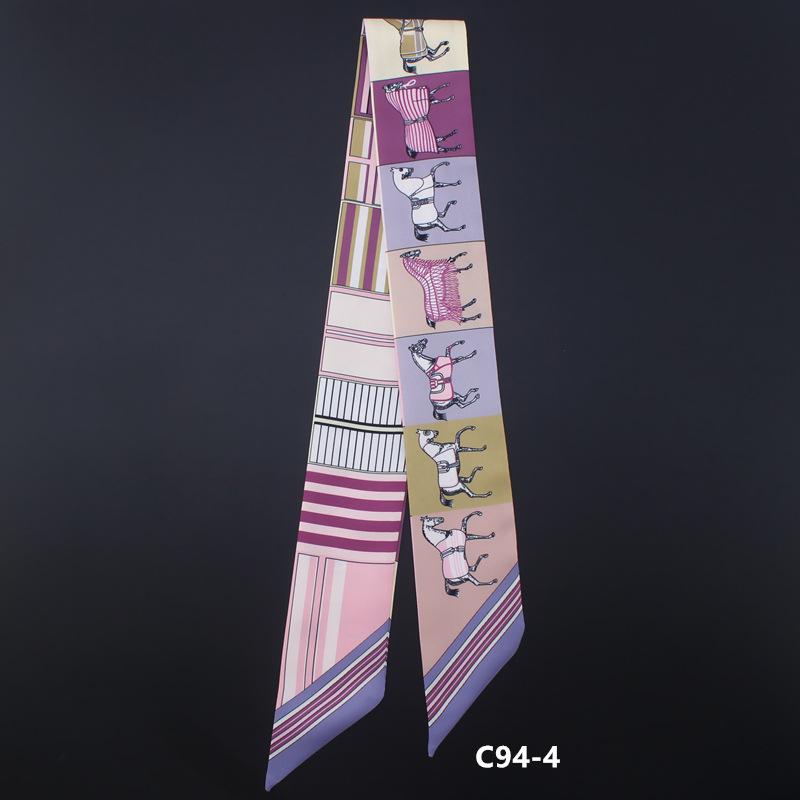 Korean Version Of The New Carriage Diagonal Scarf Women'S Twill Small Scarf Headscarf Versatile Bag Wrist Ribbon