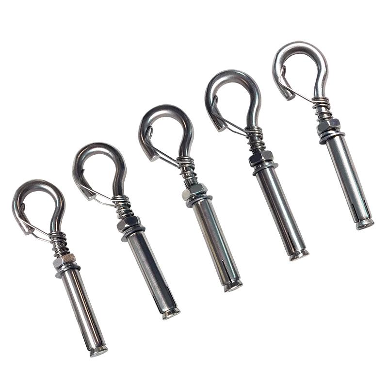 304 Stainless Steel Eye Bolt Hook with Expansion Bolt, Manhole Cover Fall Prevention Net, Spring Hook, Anti-Detachment, M8