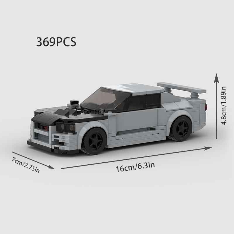 Skyline R34 MOC Городской Автомобиль Спортивный Автомобиль Гонщик Спортивный Строительные Блоки Кирпичная Техника Гоночный Суперкар Детская Игрушка