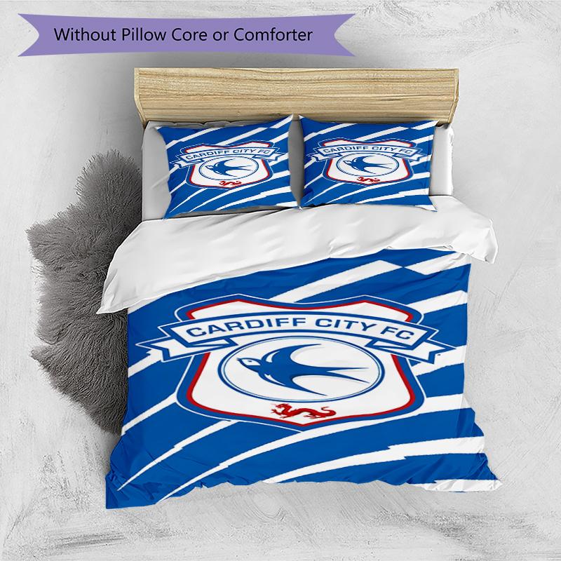 Cardiff Fc Crest Printed Pattern Duvet Cover Set – Includes 1 Duvet Cover and 2 Matching Pillowcases Bedroom Decor Christmas Gifts