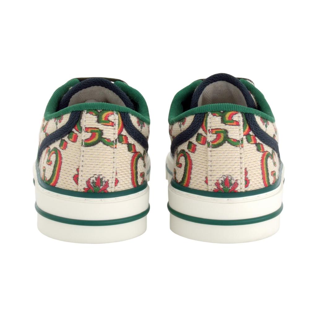 Gucci Tennis 1977 Low Top Stylish Skateboarding Shoes Women's Beige Green 677648 UMB30 9662