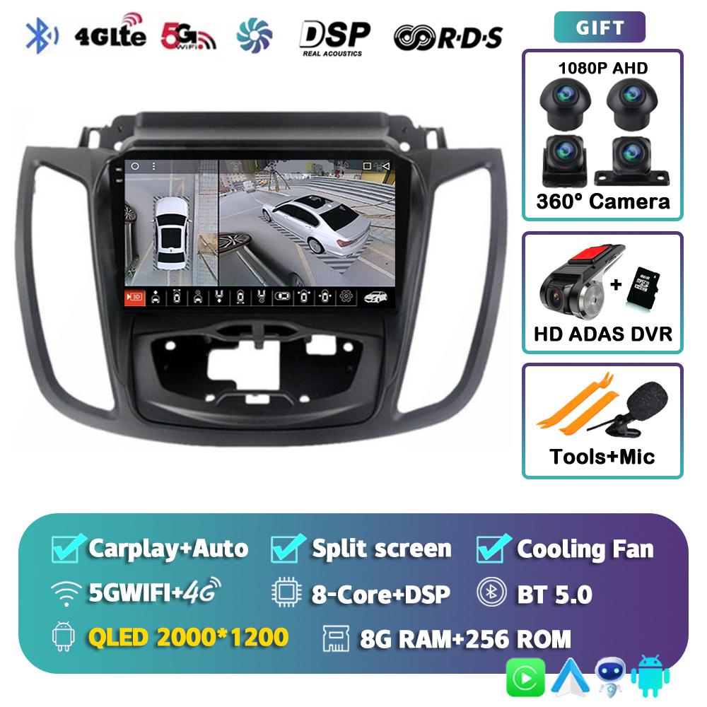 Android 14 Car Radio For Ford Kuga 2 Escape 3 2012 2013 2014 2015 2016 2017 -2019 Stereo Multimedia Player 2din Carplay Auto DSP