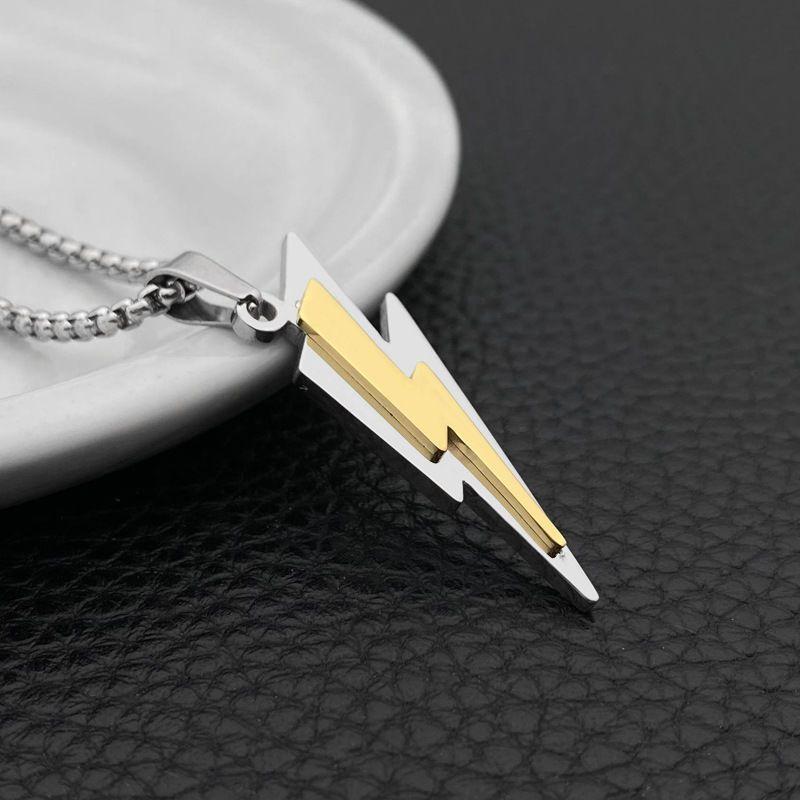 Stainless Steel Zeus Thunder Necklace Lightning Charm for Men and Women Hip Hop Trend Street Party Cool Jewelry Anniversary Gift