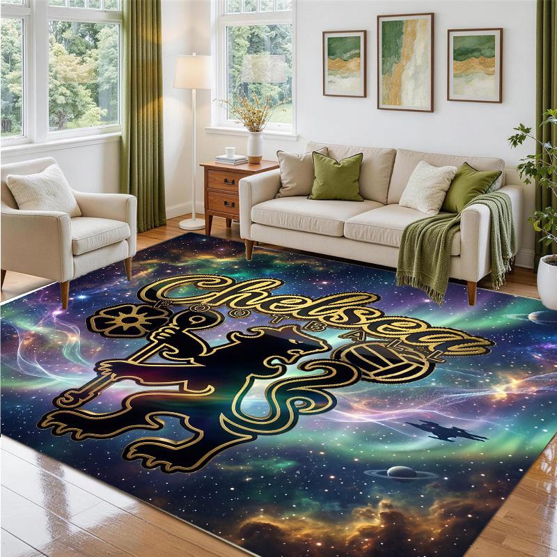 Chelsea FC Design Crystal Velvet Rug Soft Decorative Mat for Bedroom Entrance