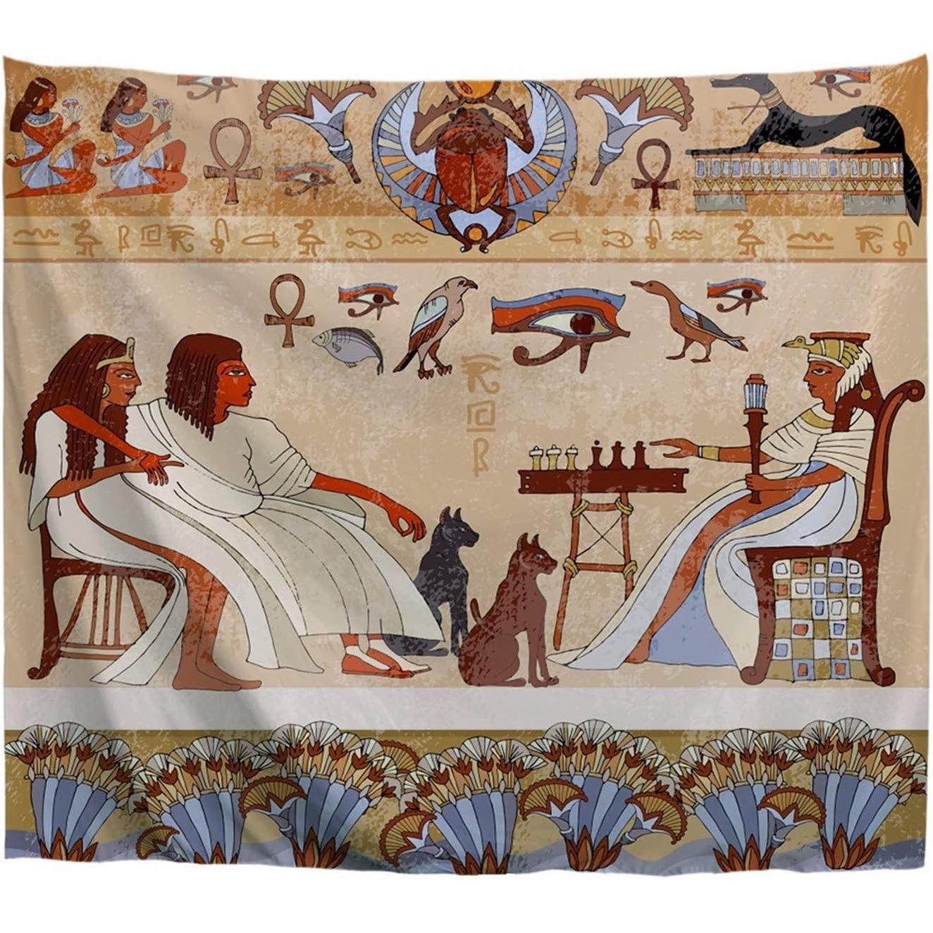 Tapestry of Egyptian gods and ancient pharaohs 75x100