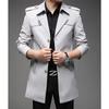Quantum Windproof and Trench Solid Suitable for Business and Casual Stylish Korean Style for and Winter Dark A.E Men's Water-Repellent Coat, Color,