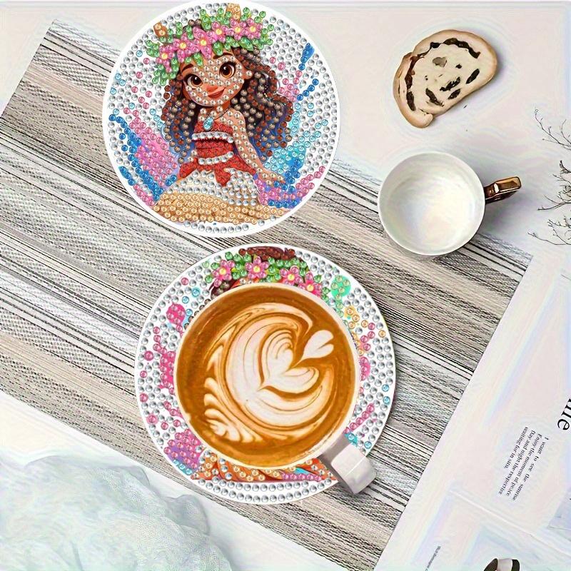 8pc/sets A Lovely Little Girl Diamond Painting Coasters DIY Diamond Art Coasters 5D Full Drill Diamond Coasters Acrylic Round Cup