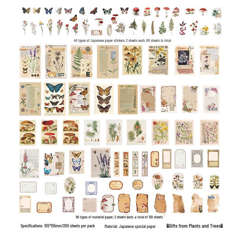 Retro Artistic Journal DIY Sticker Pack - 4 Types of Big Bite Series Collage Materials