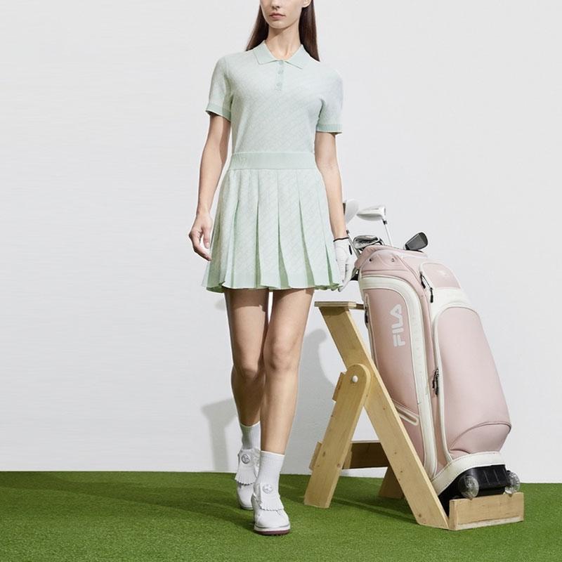 FILA Golf Series All Over Print Polo Shirt Women Tops Light-Green A11W415401F-LG