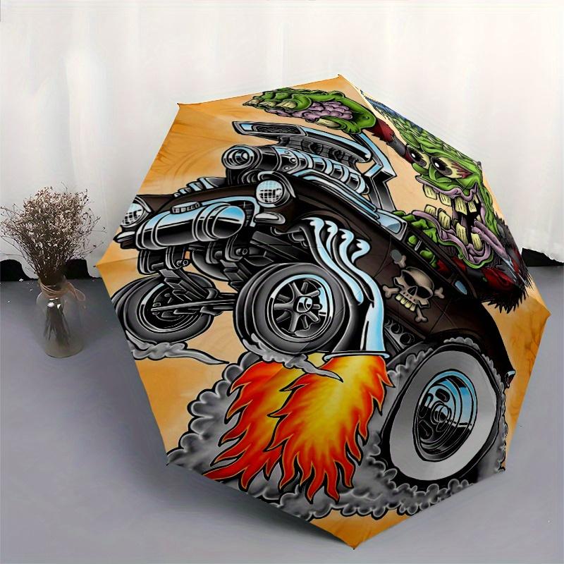 Rat Fink Dragster Automatic Opening and Closing Umbrella - Suitable for Various Occasions, Outdoor Activities, Lightweight and Durable Autom