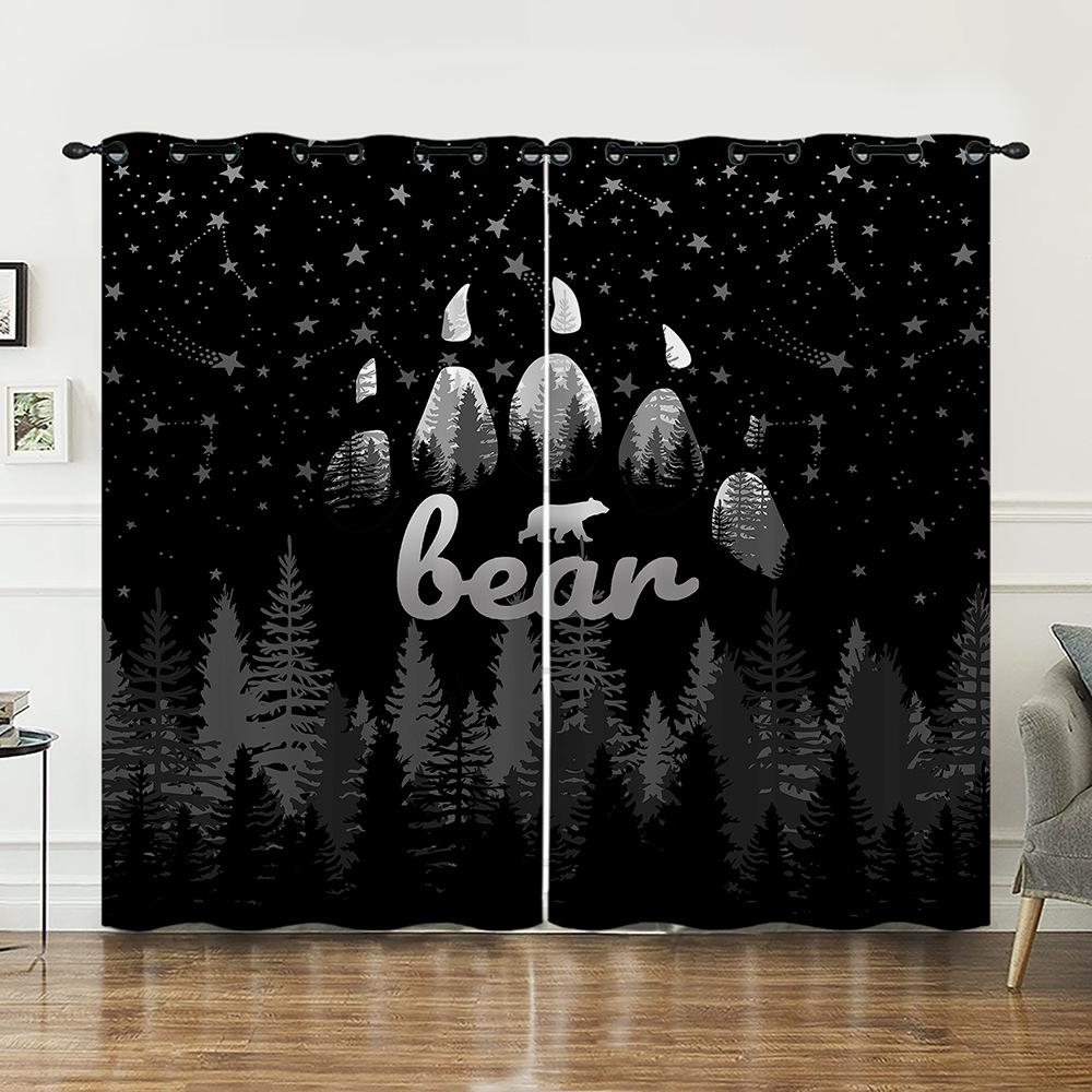 Curtain Animal Wolf Bear Curtain Digital Printing Blackout Curtain No Punching